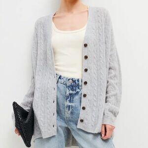 Giusta Oversized Cashmere Cardigan Foggy
